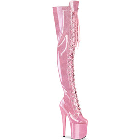 FLAMINGO-3020GP Lace-Up Stretch Thigh Boot Pink Multi view 1