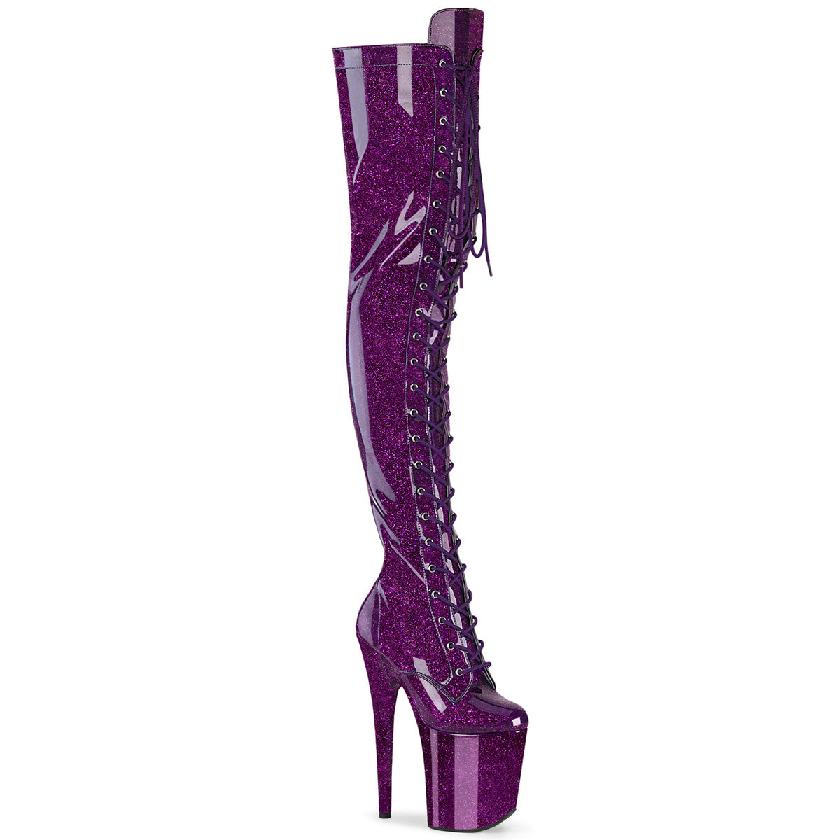 FLAMINGO-3020GP Lace-Up Stretch Thigh Boot Purple Multi view 1