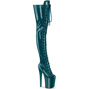 FLAMINGO-3020GP Lace-Up Stretch Thigh Boot Green Multi view 1