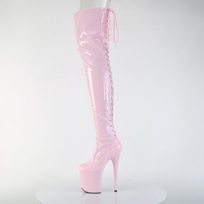 FLAMINGO-3850 Lace-Up Back Stretch Thigh Boot Pink Multi view 4