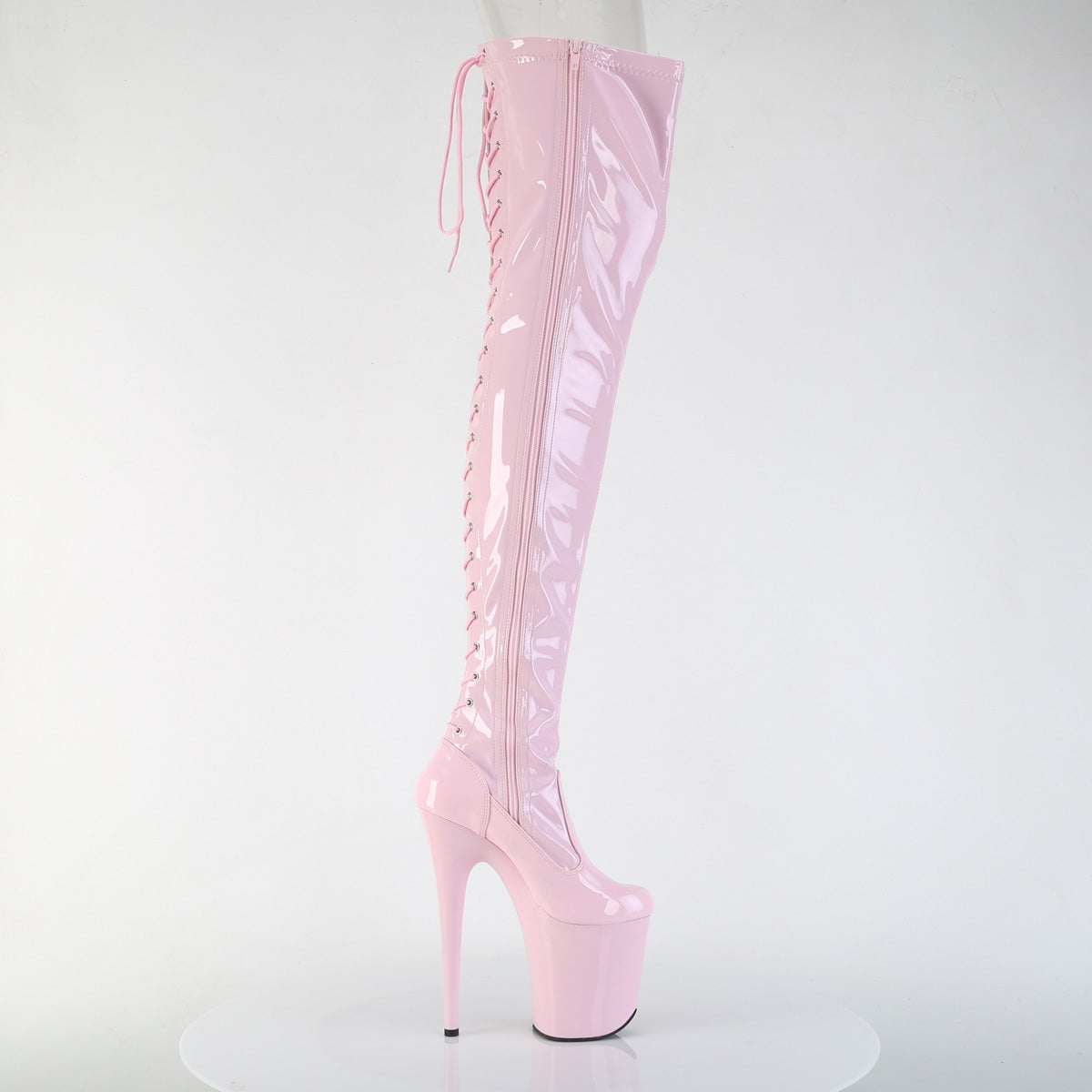 FLAMINGO-3850 Lace-Up Back Stretch Thigh Boot Pink Multi view 2