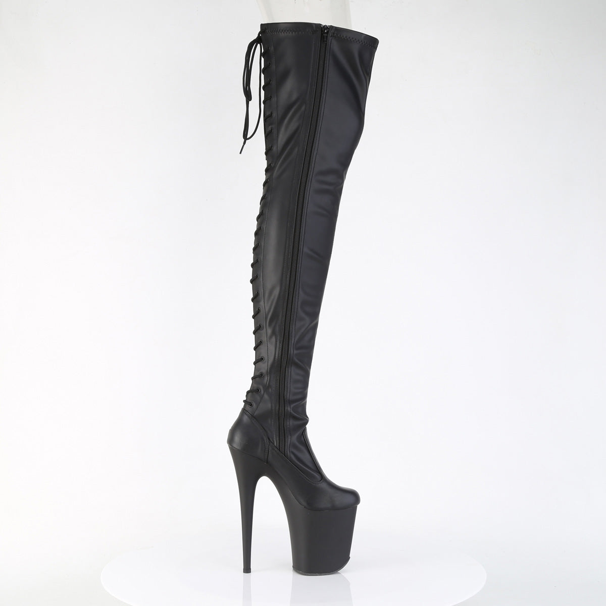 FLAMINGO-3850 Lace-Up Back Stretch Thigh Boot Black Multi view 2