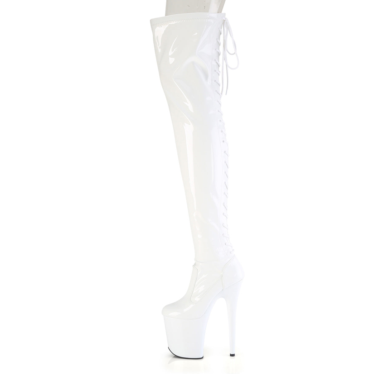 FLAMINGO-3850 Lace-Up Back Stretch Thigh Boot White Multi view 4
