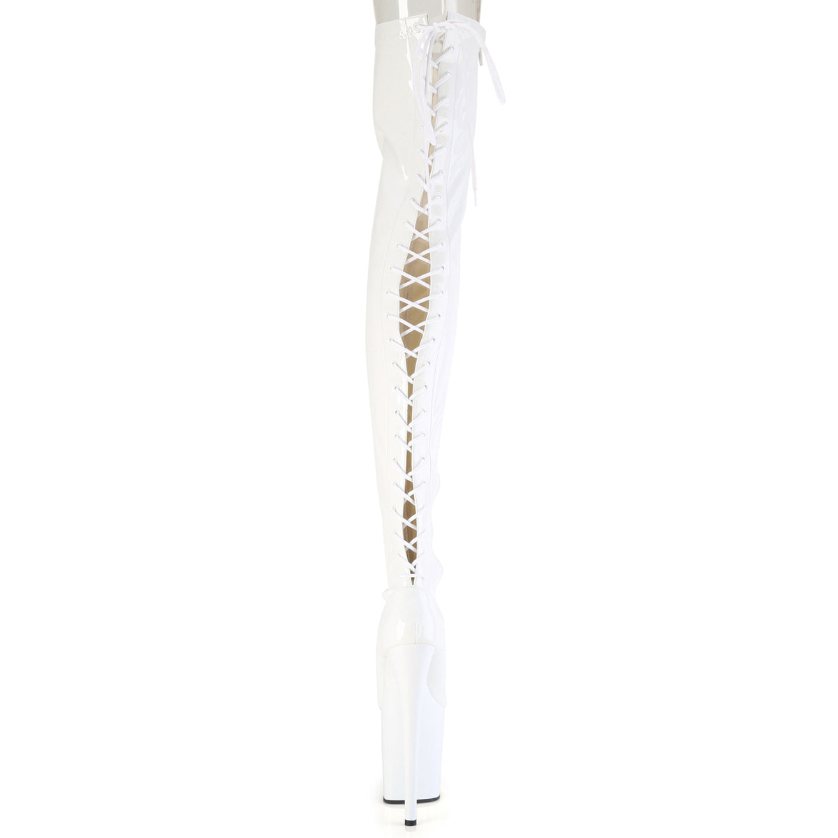 FLAMINGO-3850 Lace-Up Back Stretch Thigh Boot White Multi view 3