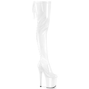 FLAMINGO-3850 Lace-Up Back Stretch Thigh Boot White Multi view 1