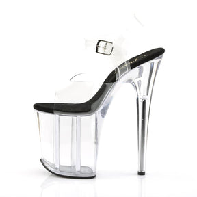 FLAMINGO-808 Black & Clear Ankle Peep Toe High Heel