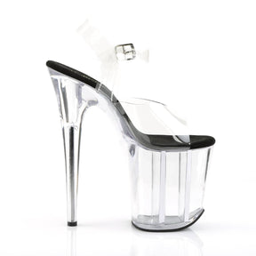 FLAMINGO-808 Black & Clear Ankle Peep Toe High Heel