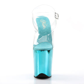 FLAMINGO-808 Clear & Blue Ankle Peep Toe High Heel