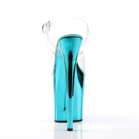 FLAMINGO-808 Clear & Blue Ankle Peep Toe High Heel