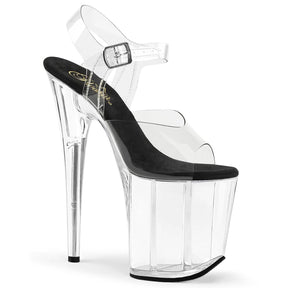 FLAMINGO-808 Black & Clear Ankle Peep Toe High Heel