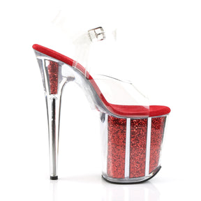 FLAMINGO-808G Ankle Peep Toe High Heel Red & Clear Multi view 2