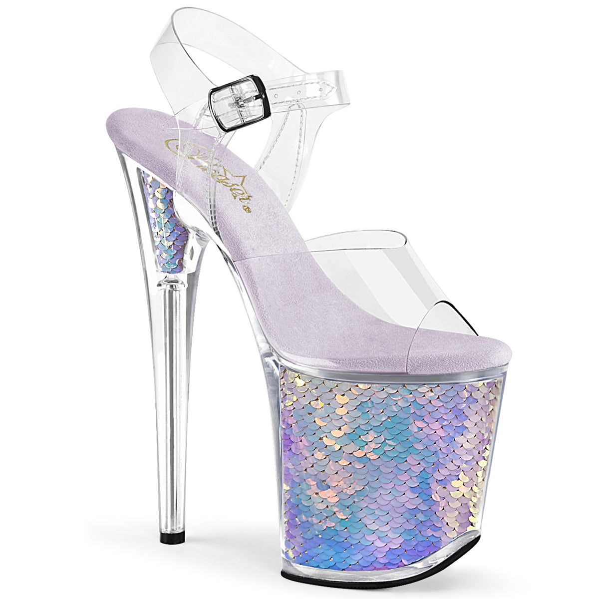 FLAMINGO-808MC Pink & Clear Ankle Peep Toe High Heel Pink & Clear & Opal Multi view 1