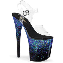 FLAMINGO-808SS Black & Blue Ankle Peep Toe High Heel