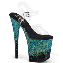 FLAMINGO-808SS Black & Blue Ankle Peep Toe High Heel