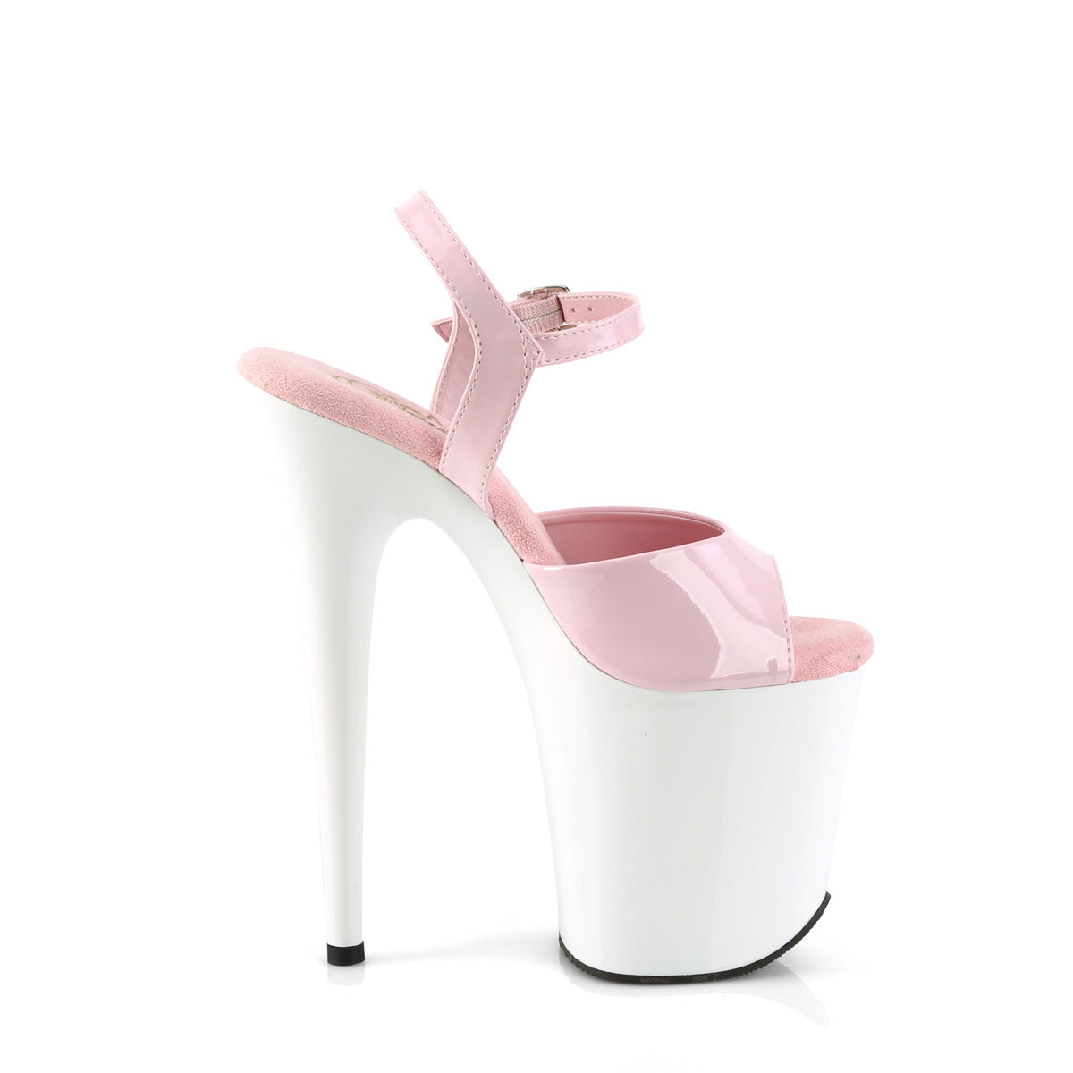 FLAMINGO-809 Pink & White Ankle Peep Toe High Heel
