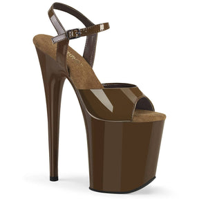 FLAMINGO-809 Brown Ankle Peep Toe High Heel