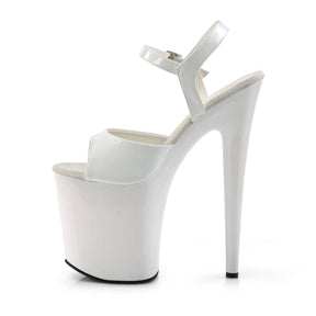 FLAMINGO-809 White Ankle Peep Toe High Heel