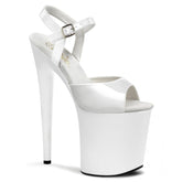 FLAMINGO-809 White Ankle Peep Toe High Heel