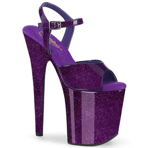 FLAMINGO-809GP Black Ankle Peep Toe High Heel Purple Multi view 1