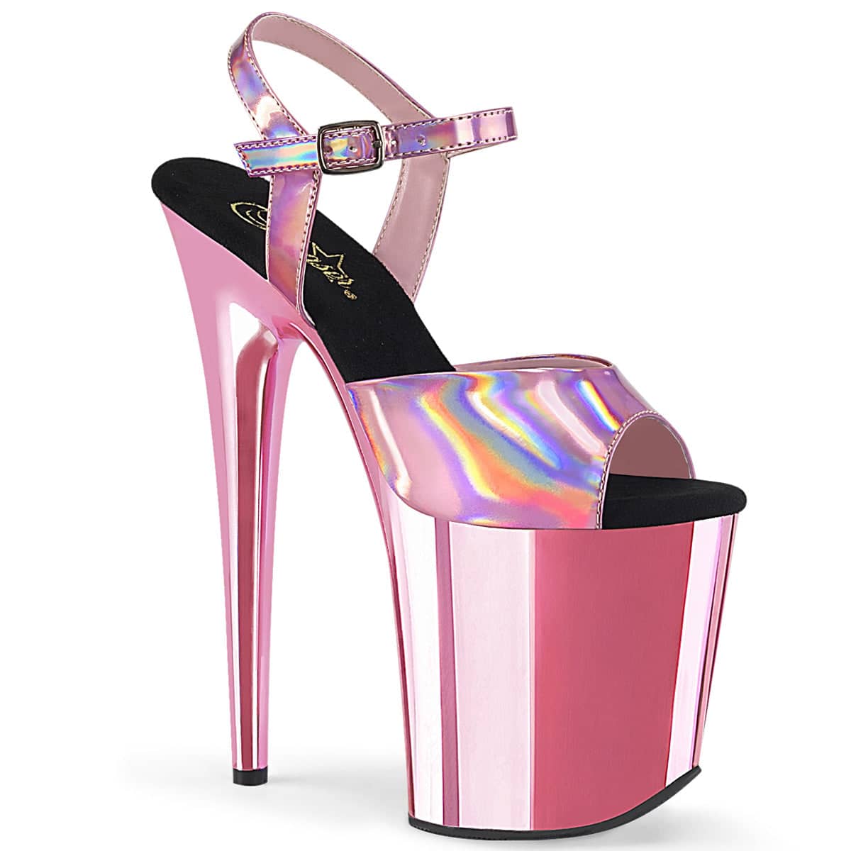 FLAMINGO-809HG Pink Ankle Peep Toe High Heel