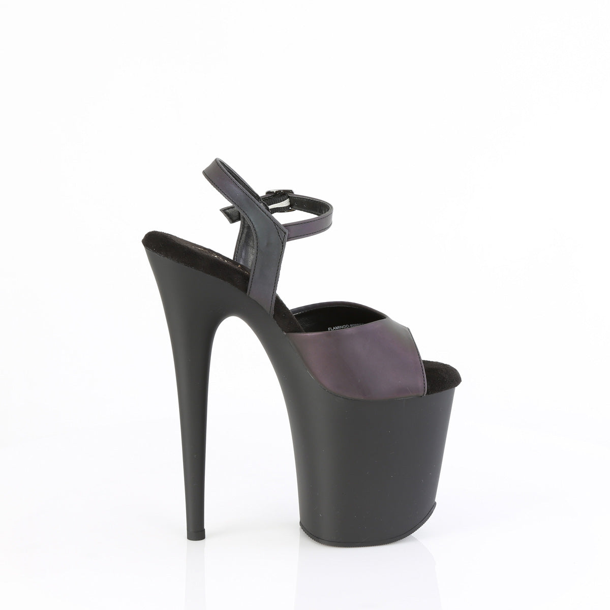 FLAMINGO-809REFL Black & Purple Ankle Peep Toe High Heel