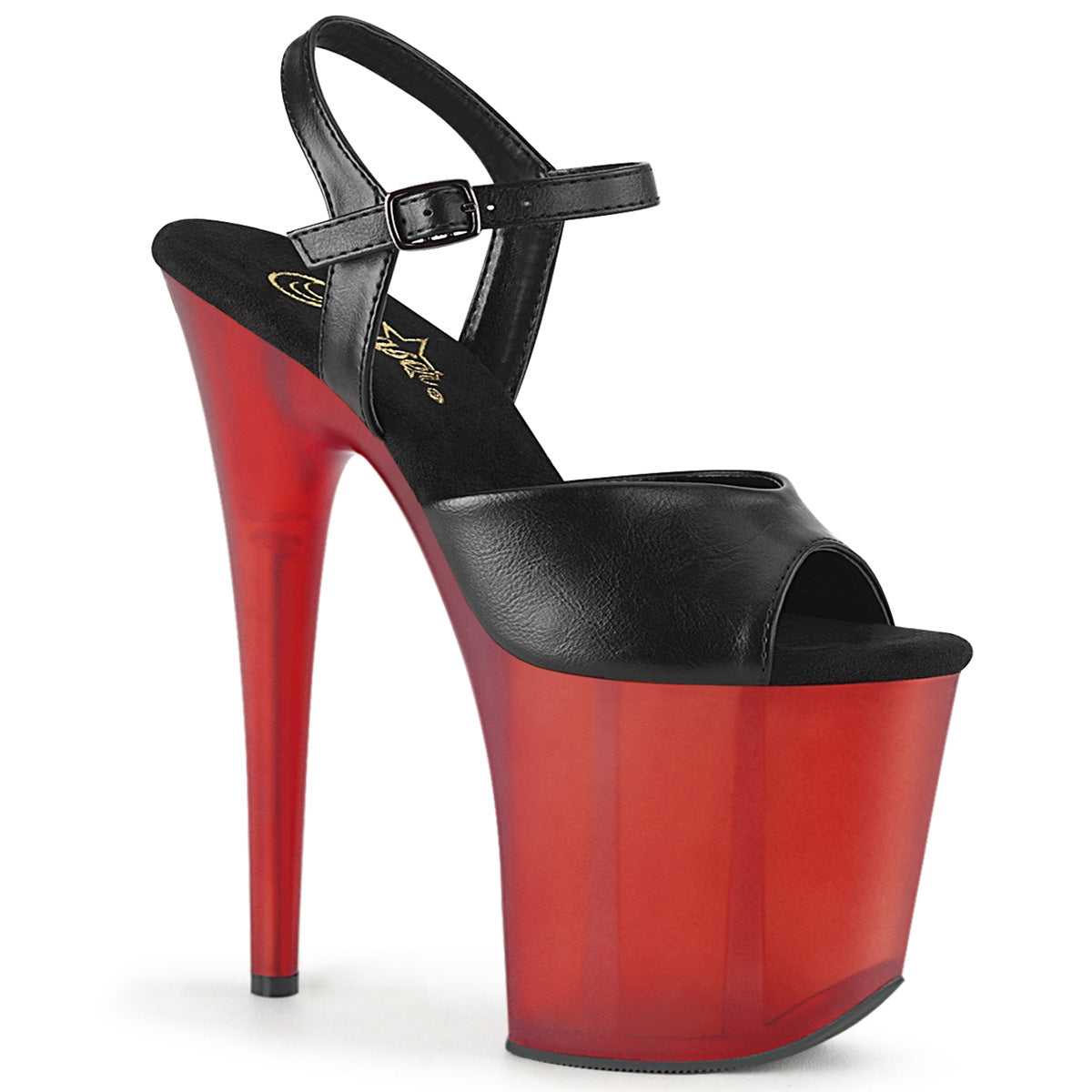FLAMINGO-809T Black & Red Ankle Peep Toe High Heel Black & Red Multi view 1