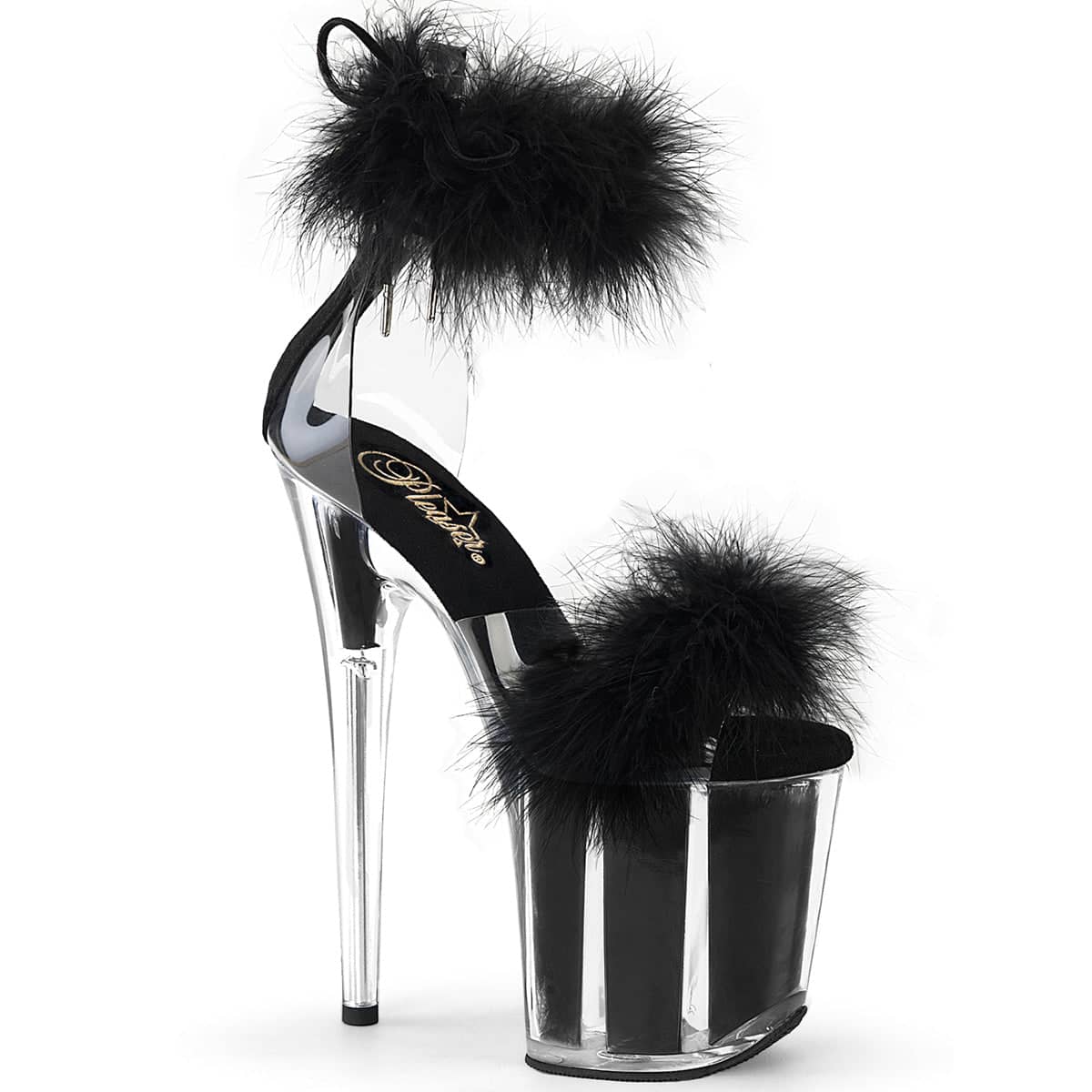 FLAMINGO-824F Marabou Fur Ankle Cuff Sandal