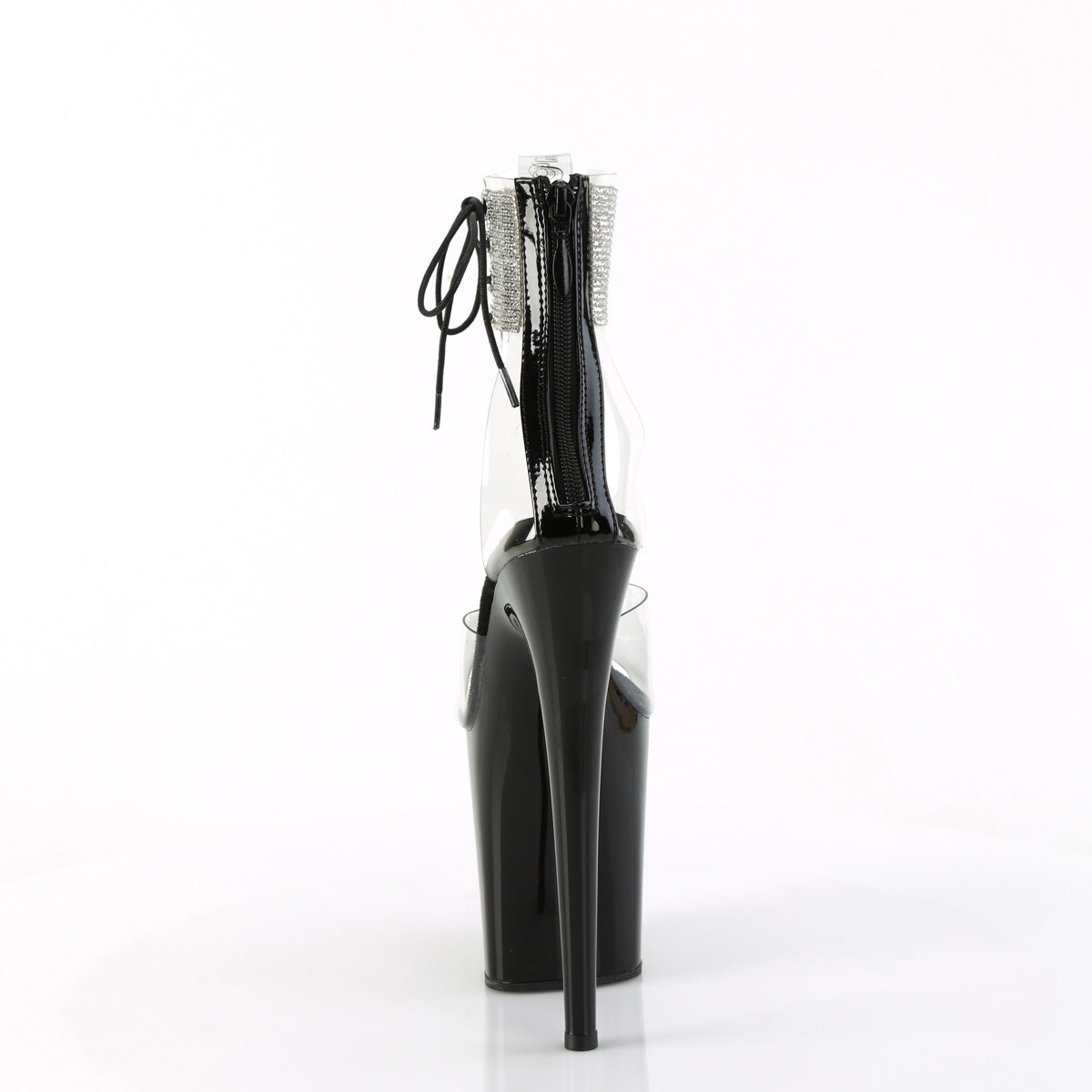 FLAMINGO-824RS Black & Clear Ankle Peep Toe High Heel Black & Clear Multi view 3