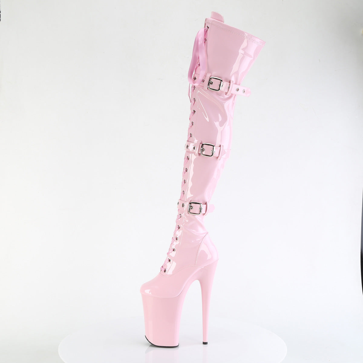 INFINITY-3028 Black Thigh High Boots Pink Multi view 4