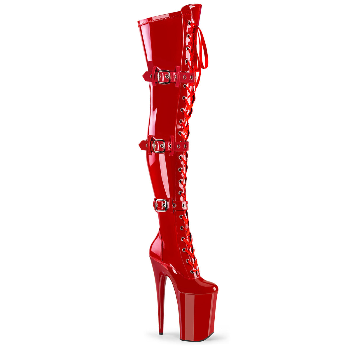 INFINITY-3028 Black Thigh High Boots Red Multi view 1