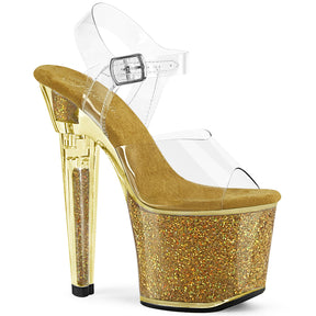 LOVESICK-708SG Ankle Strap Sandal Clear & Gold & Multi Colour Multi view 1