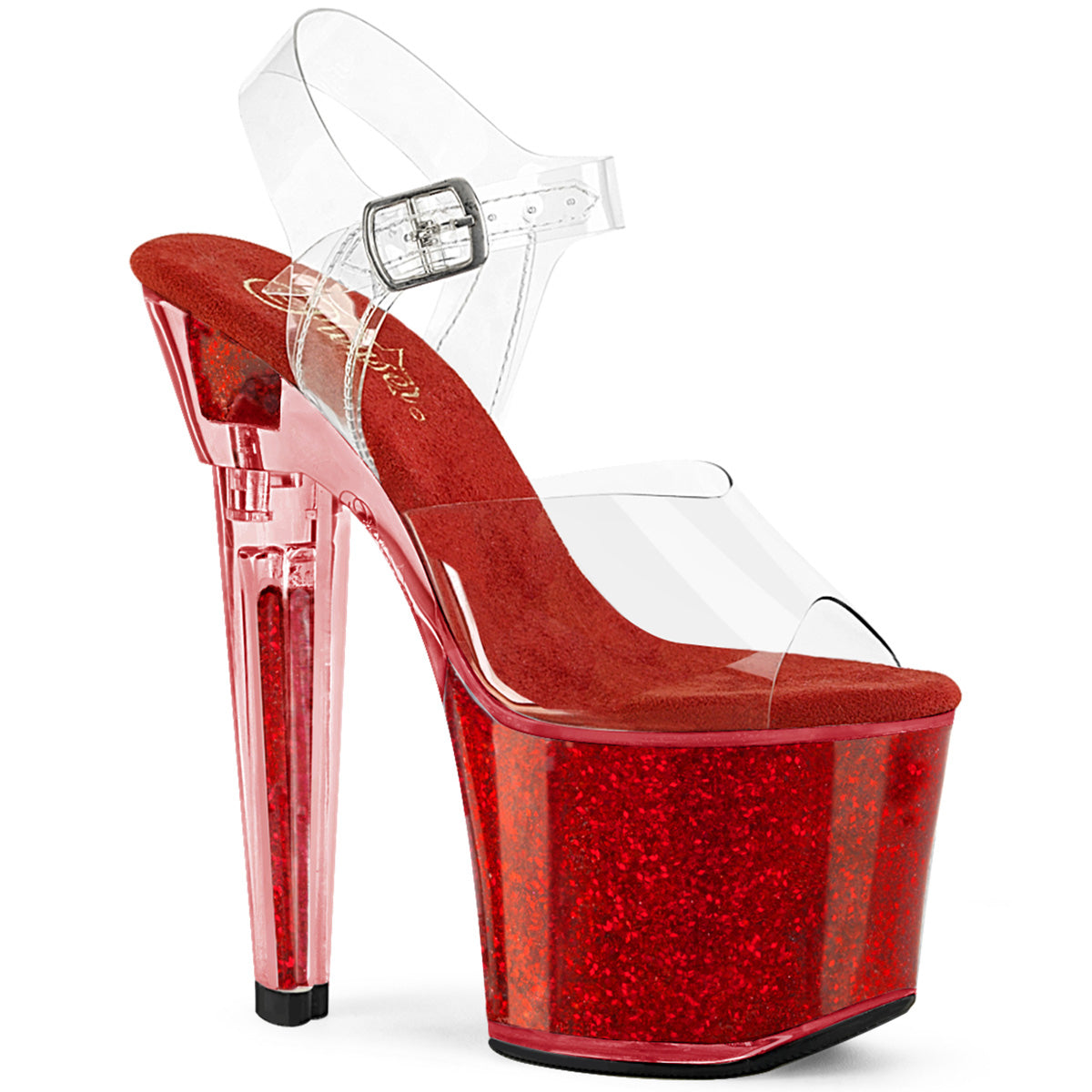 LOVESICK-708SG Ankle Strap Sandal Red & Clear Multi view 1