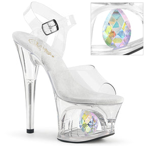 MOON-708DIA Clear Ankle Peep Toe High Heel Clear Multi view 1