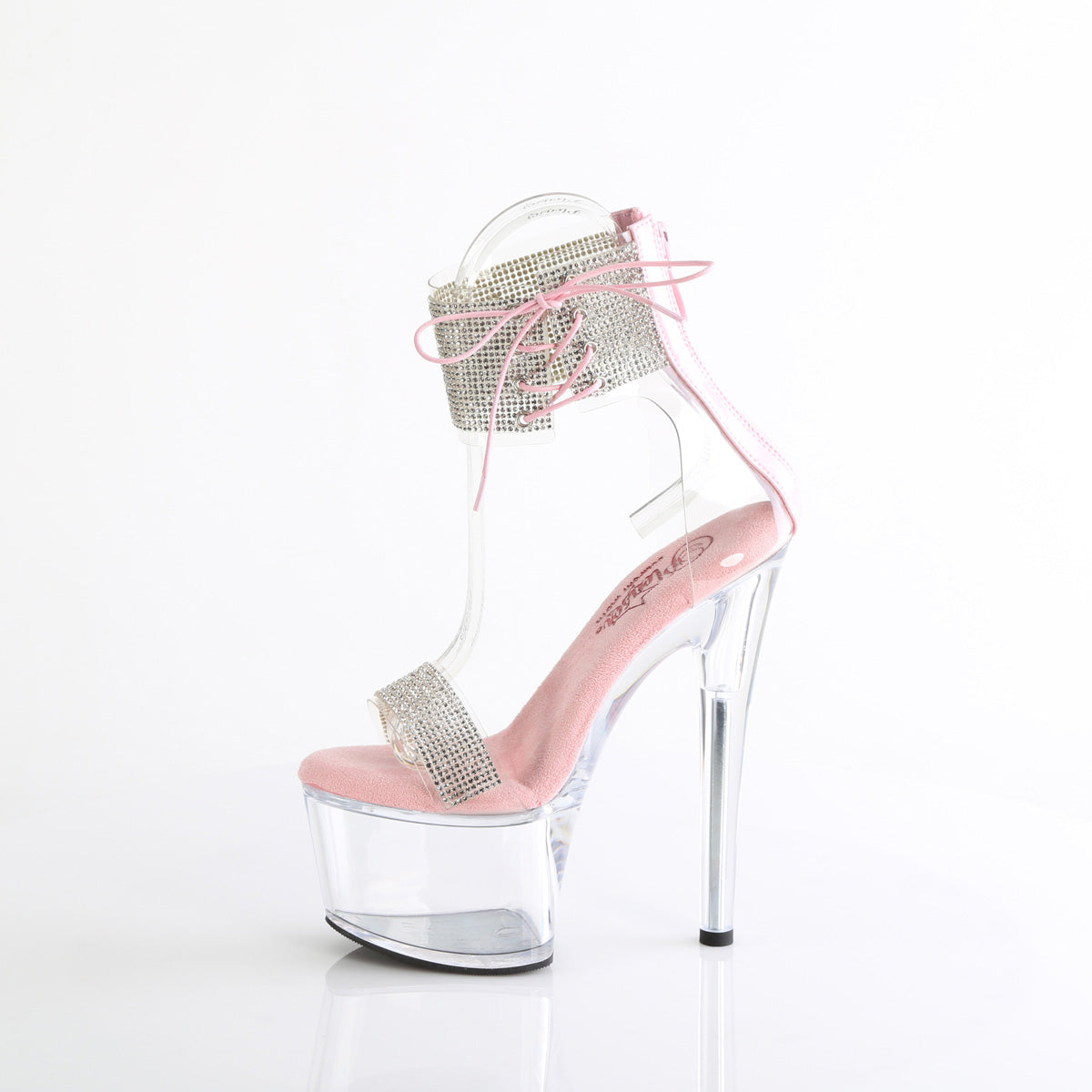 PASSION-727RS Clear & Silver Ankle Peep Toe High Heel Pink & Clear Multi view 4