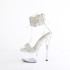 PASSION-727RS Clear & Silver Ankle Peep Toe High Heel Clear & Silver Multi view 4