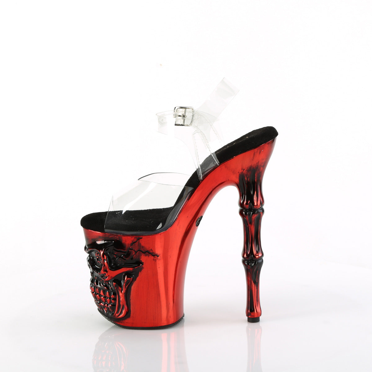 RAPTURE-808-LT Ankle Peep Toe High Heel Black & Red Multi view 4