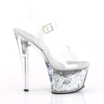 SKY-308GF Clear & Black Ankle Peep Toe High Heel