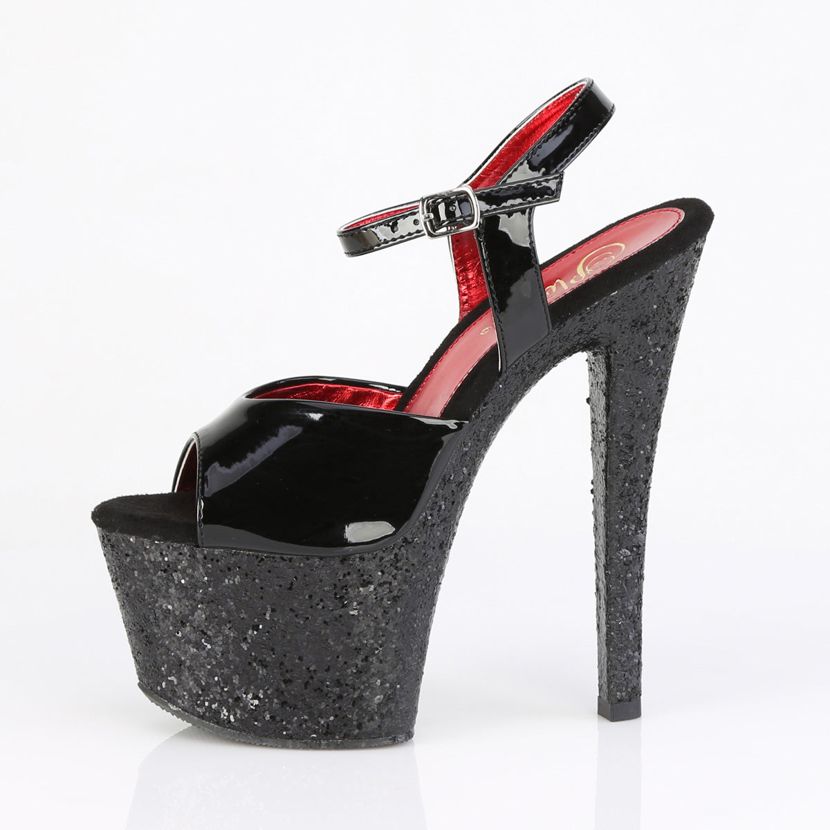 SKY-309 Black & Red Ankle Peep Toe High Heel Black & Red Multi view 4