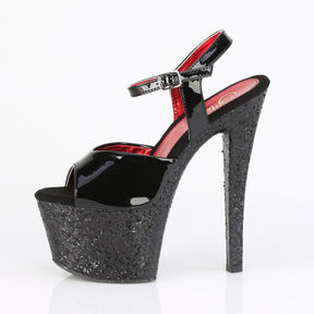 SKY-309 Black & Red Ankle Peep Toe High Heel