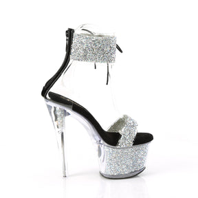 SKY-327RSI Ankle Sandal High Heel Silver & Black Multi view 2