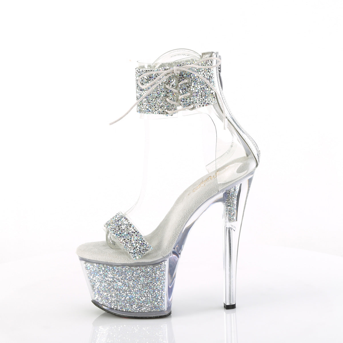 SKY-327RSI Ankle Sandal High Heel Silver & White Multi view 4