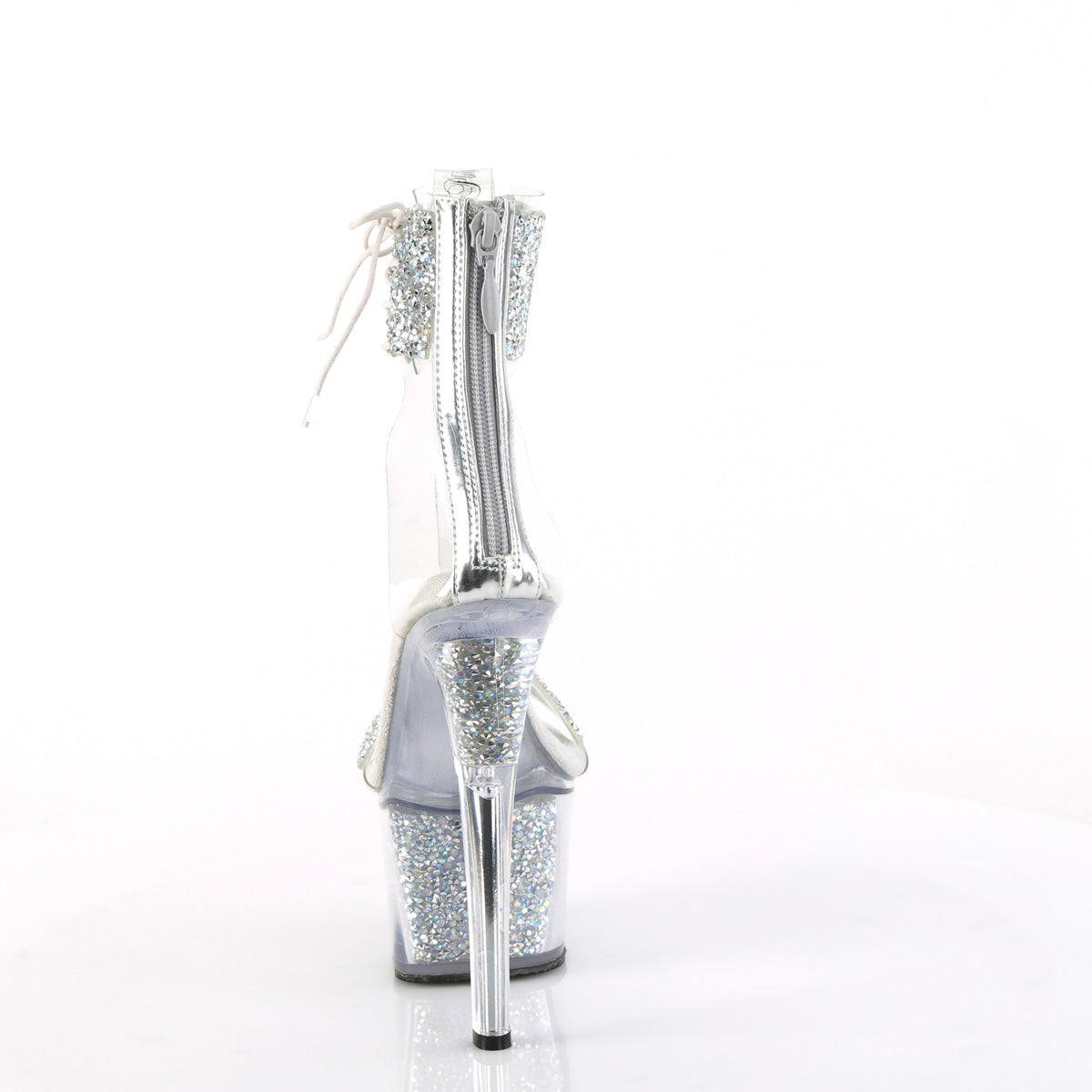 SKY-327RSI Ankle Sandal High Heel Silver & White Multi view 3