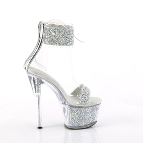 SKY-327RSI Ankle Sandal High Heel Silver & White Multi view 2