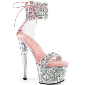 SKY-327RSI Ankle Sandal High Heel Silver & Pink Multi view 1