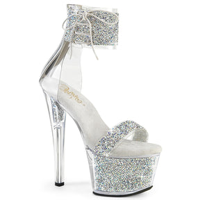 SKY-327RSI Ankle Sandal High Heel Silver & White Multi view 1