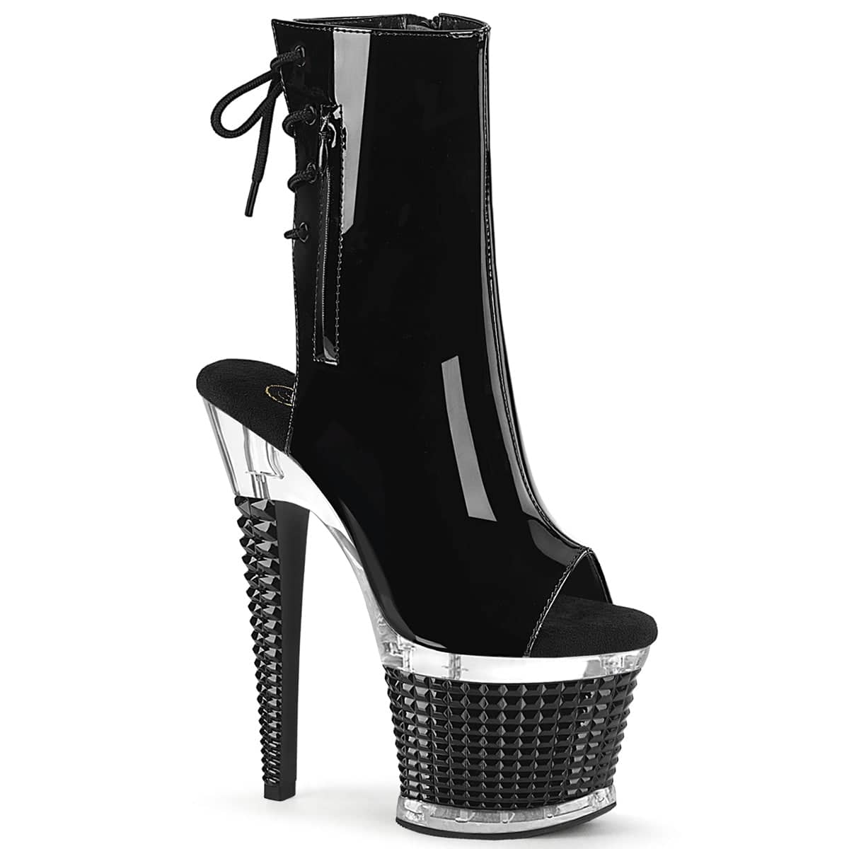 SPECTATOR-1018 Black Calf High Peep Toe Boots