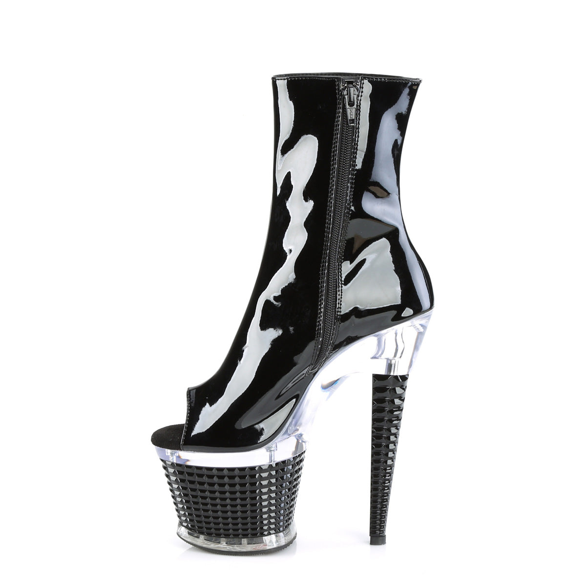 SPECTATOR-1021 Black & Silver Calf High Peep Toe Boots Black & Silver Multi view 4