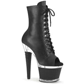 SPECTATOR-1021 Black & Silver Calf High Peep Toe Boots