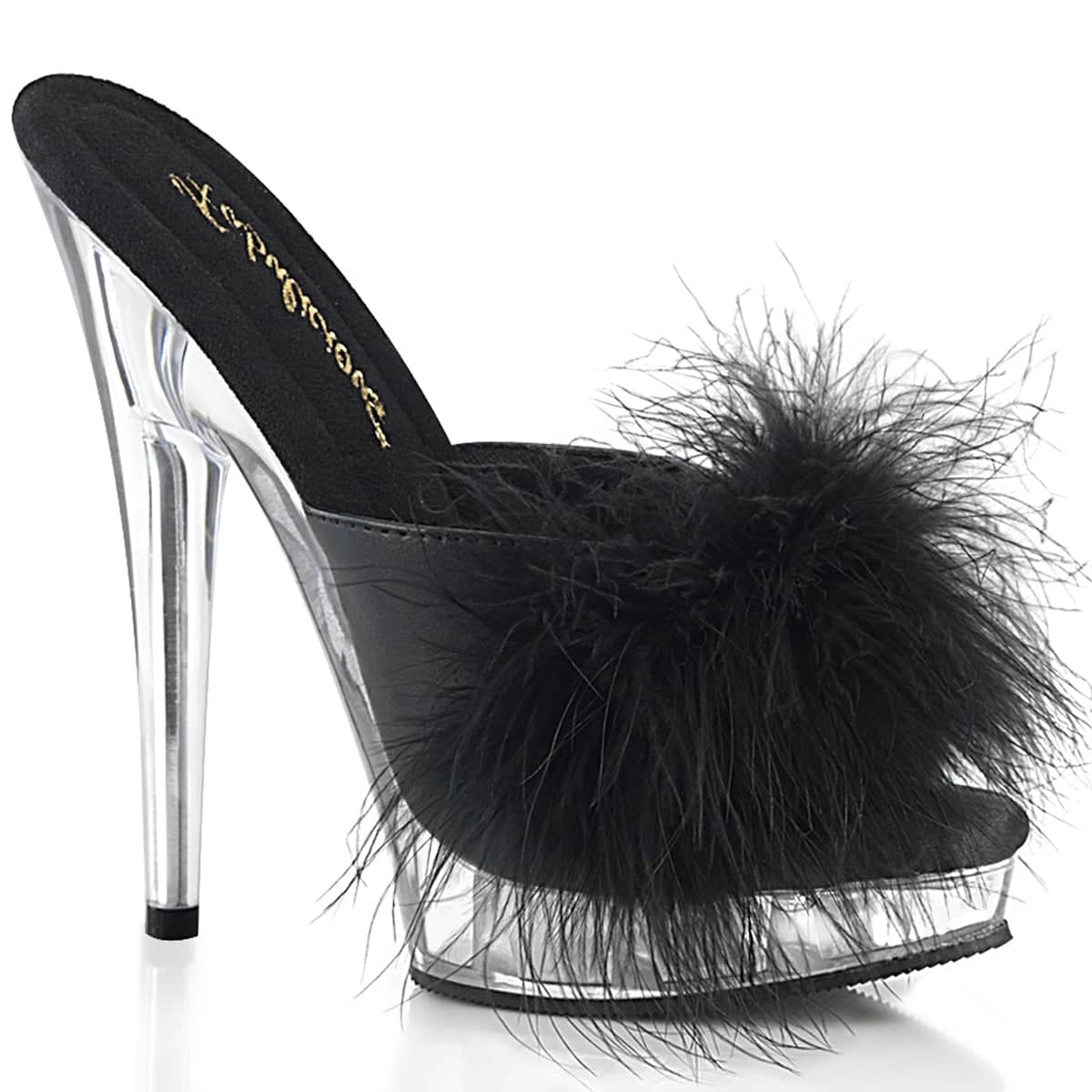 SULTRY-601F Black & Clear Slide High Heel