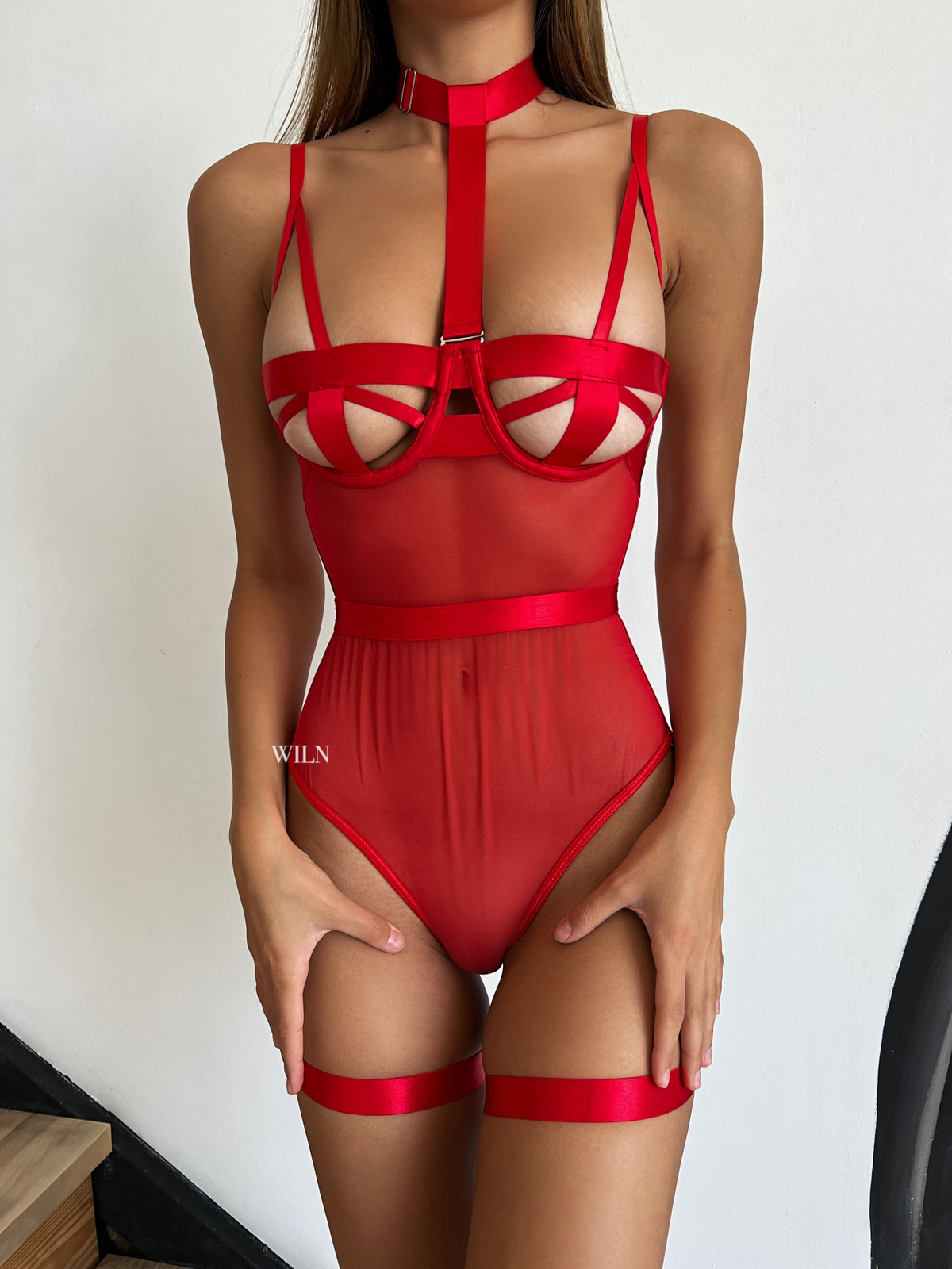 Red DOMINATRIX Playsuit